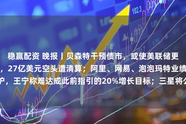 稳赢配资 晚报丨贝森特干预债市,或使美联储更激进加息;比特币暴涨,27亿美元空头遭清算;阿里、网易、泡泡玛特业绩出炉,王宁称难达成此前指引的20%增长目标;三星将公布100万亿韩元股东回报计划